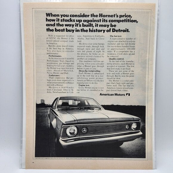 1971 AMC American Motors Hornet Best Buy In Detroit LIFE Magazine Print Ad - Picture 1 of 1